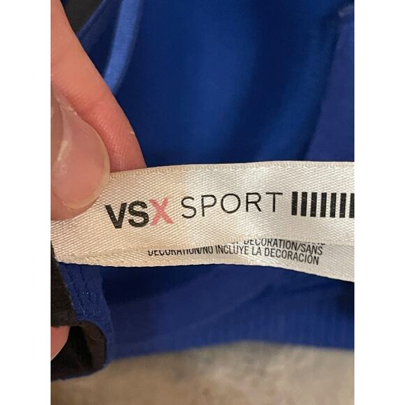 Victoria's Secret Sports Bra Blue Lime Racer Back Women's Size 34D Strappy - Picture 6 of 6